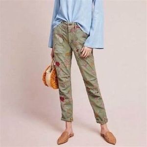 Anthropology Wanderer Embroidered Floral Pants 24 Petite